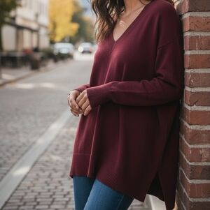 LOFT Oversized Slouchy V neck Sweater